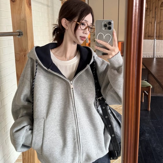 C443-Freeters雙色百搭寬鬆連帽外套