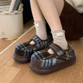 N627-Freeters格紋羊羔絨豹紋麵包休閒鞋 底高4cm_3
