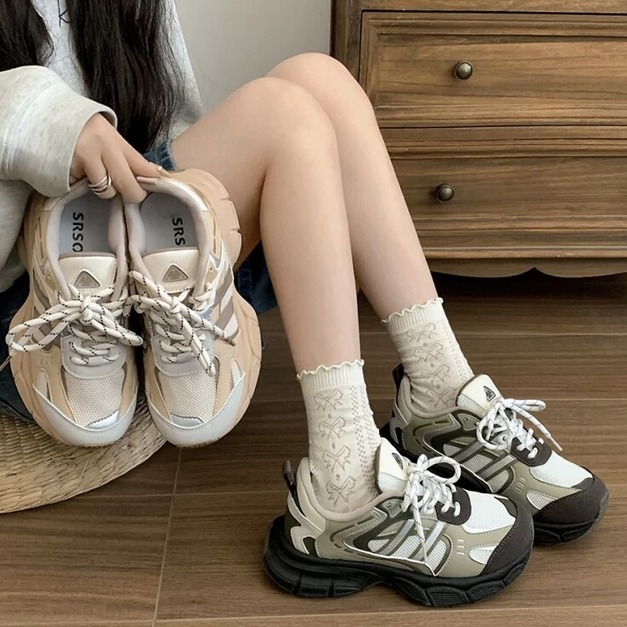 N632-Freeters復古經典網面休閒老爹鞋 底高4.5cm