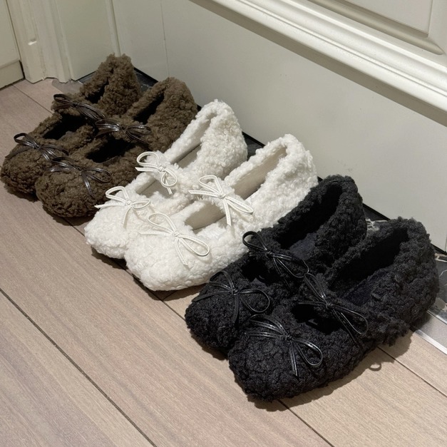 N636-Freeters羊羔絨可愛蝴蝶結休閒鞋 底高4cm