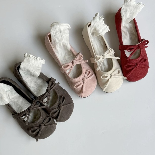 A588-Freeters雙蝴蝶結可愛芭蕾平底鞋 底高2cm