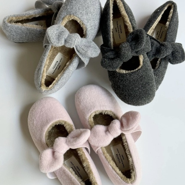 N637-Freeters毛絨扭結可愛加絨休閒鞋 底高1cm