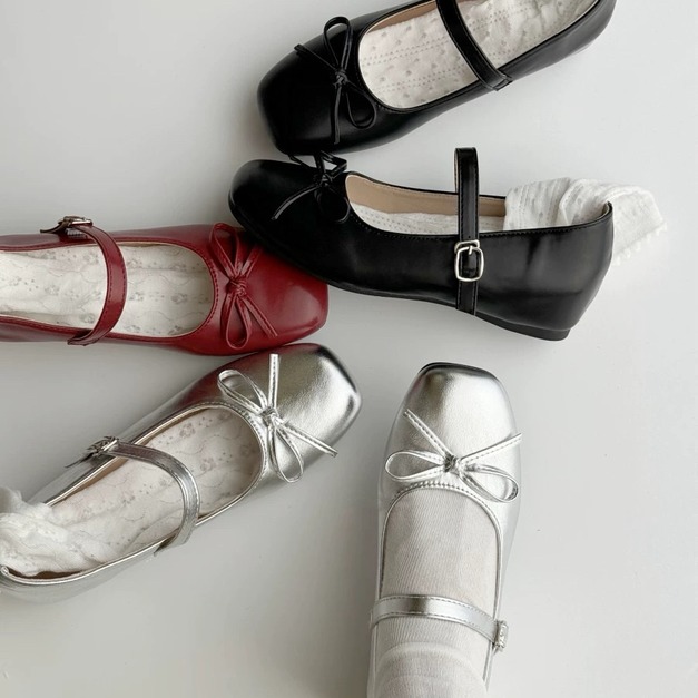 A591-Freeters蝴蝶結一字帶芭蕾平底鞋 底高5cm