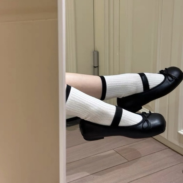 A593-Freeters絲綢感蝴蝶結質感芭蕾平底鞋 底高1cm