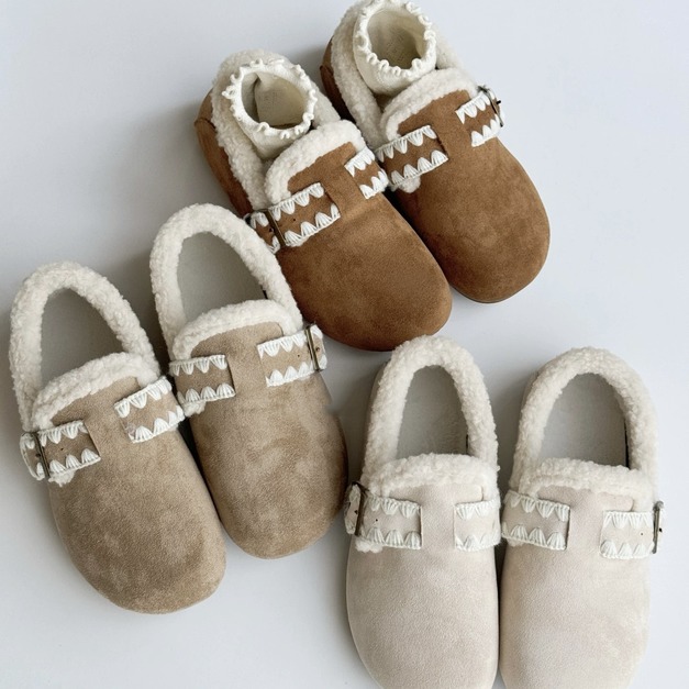 S229-Freeters加絨毛線滾邊絨面勃肯拖鞋 底高1.5cm