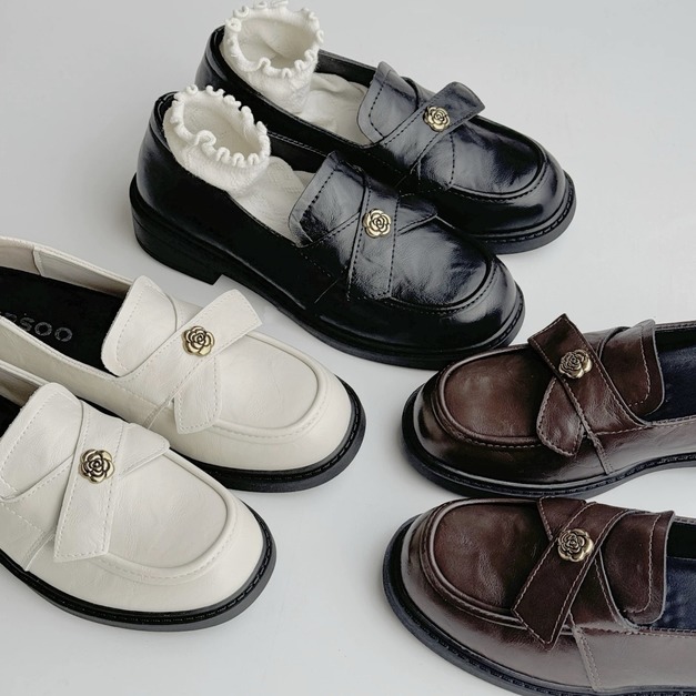 A598-Freeters寬帶交叉山茶花厚底皮鞋 底高4cm