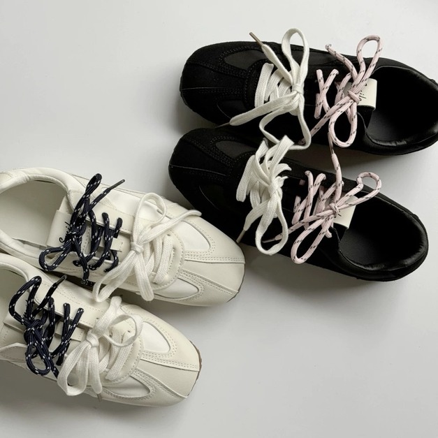 N643-Freeters鴛鴦撞色鞋帶休閒平底鞋 底高1.5