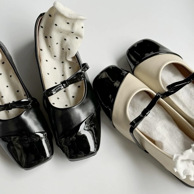 A601-Freeters亮面皮革蝴蝶結一字帶皮鞋 底高1cm