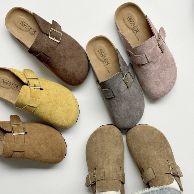 S230-Freeters麂皮平底厚底勃肯拖鞋 底高2.5或4cm