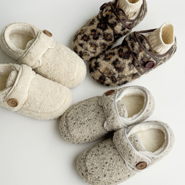 N644-Freeters羊羔毛鈕扣保暖休閒鞋 底高2cm