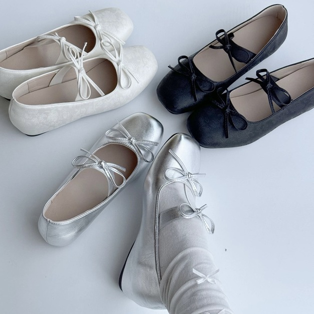 A603-Freeters質感蝴蝶結平底瑪麗珍鞋 底高4.5cm