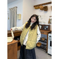 C495-Freeters黃色口袋鋪棉排釦背心+格紋花苞氣球寬褲+高領捲邊袖寬鬆打底上衣 背心+上衣+長褲｜一套打包優惠價_4