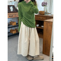 C499-Freeters森林綠高領木耳邊打底上衣+米白色排釦大口袋背心+米白色直筒燈芯絨褲 上衣+背心+長褲｜一套打包優惠價_6