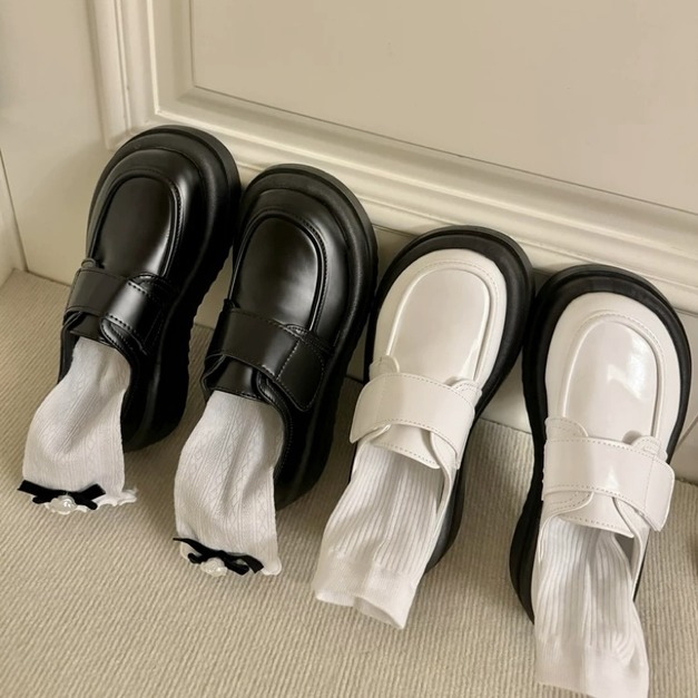 A610-Freeters懶人魔鬼氈質感厚底皮鞋 底高4.5cm