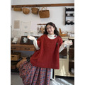 C504-Freeters小櫻桃微捲邊半高領上衣+小蘑菇羊羔毛短袖毛衣+小紅莓格子紋長裙_6
