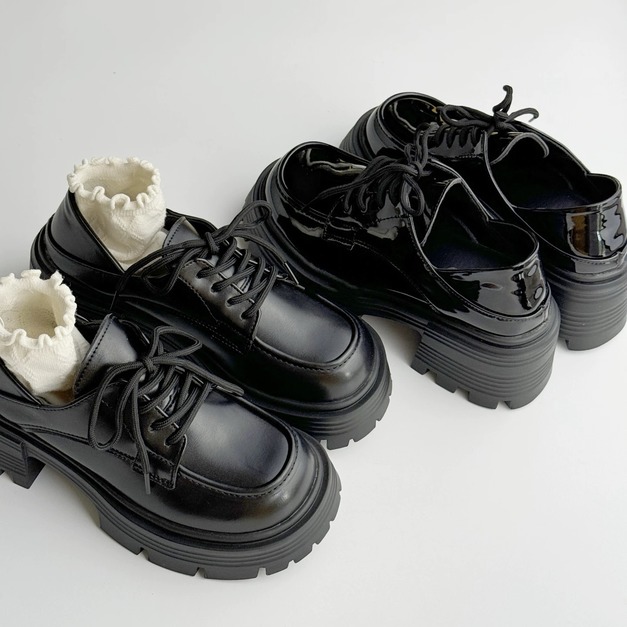 A613-Freeters懶人踩底亮面啞光厚底皮鞋 底高7cm