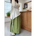 C510-Freeters酪梨綠縮口翻領拉鏈背心+酪梨綠直筒打折寬褲+透透裙擺斜邊不規則上衣_2