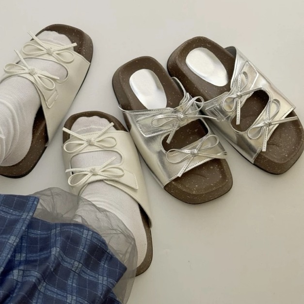 S238-Freeters蝴蝶結魔鬼氈厚底涼拖鞋 底高3.5cm