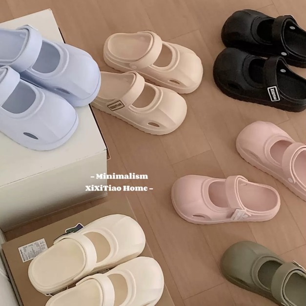 S239-Freeters粉嫩色字母透氣厚底拖鞋 底高4cm