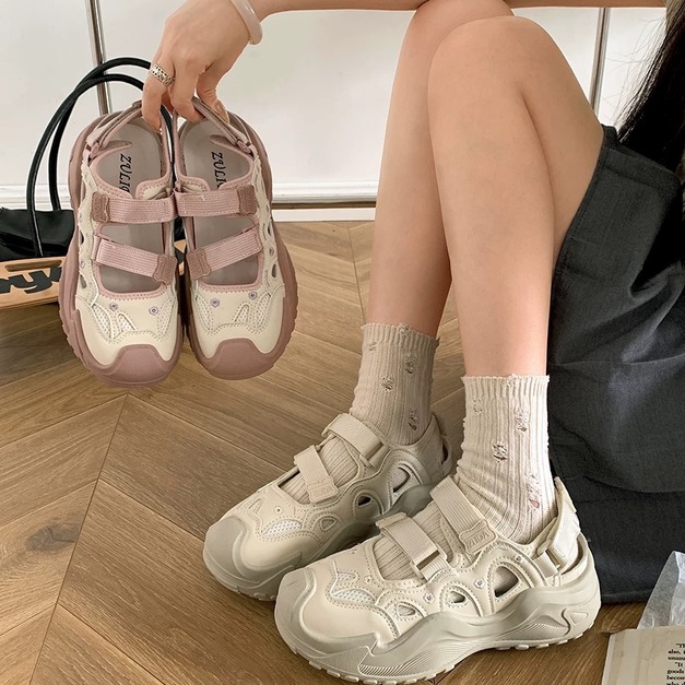 N556-Freeters魔鬼氈小花花運動鞋 底高5.5cm