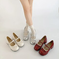 H127-Freeters蕾絲花邊蝴蝶結瑪莉珍跟鞋 底高4.5cm