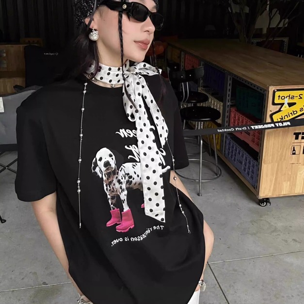 C572-Freeters麥町犬穿雨鞋可愛塗鴉寬鬆上衣