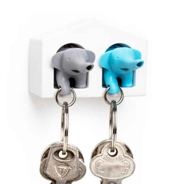 小象拍檔哨匙圈-藍+灰