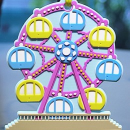 遊樂園造型行李牌-摩天輪(粉藍)