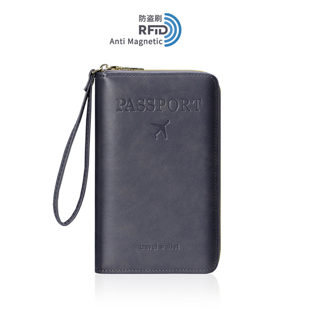 長版護照包-灰色