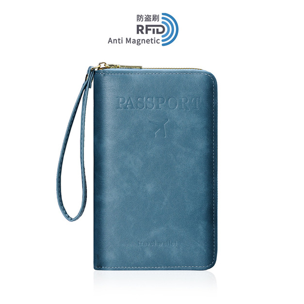 長版護照包-天藍色