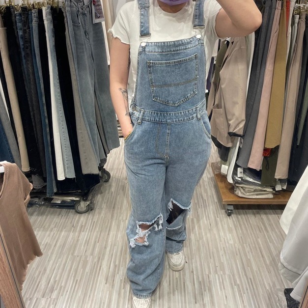 【現貨】刷破吊帶寬褲AS3936900597