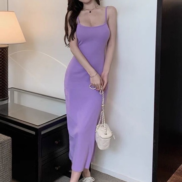 【現貨】簍空細肩帶綿質長洋