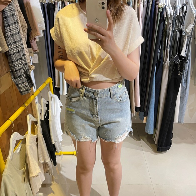 【現貨】螢光刷破牛仔短褲AS6611597