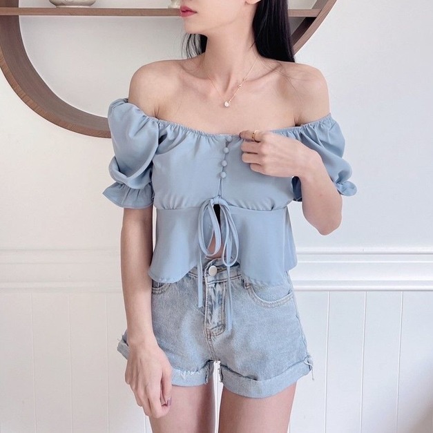 【現貨】可拉一字領雪紡衣AS1113204