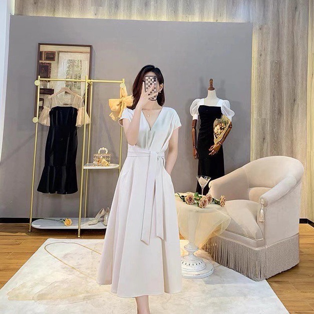 【現貨】落肩無袖綁帶洋裝AS8100503