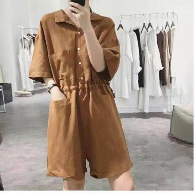 【現貨】棉麻連身短褲AS2303207