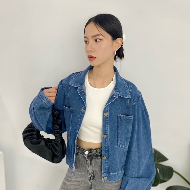 【現貨】泡袖牛仔外套