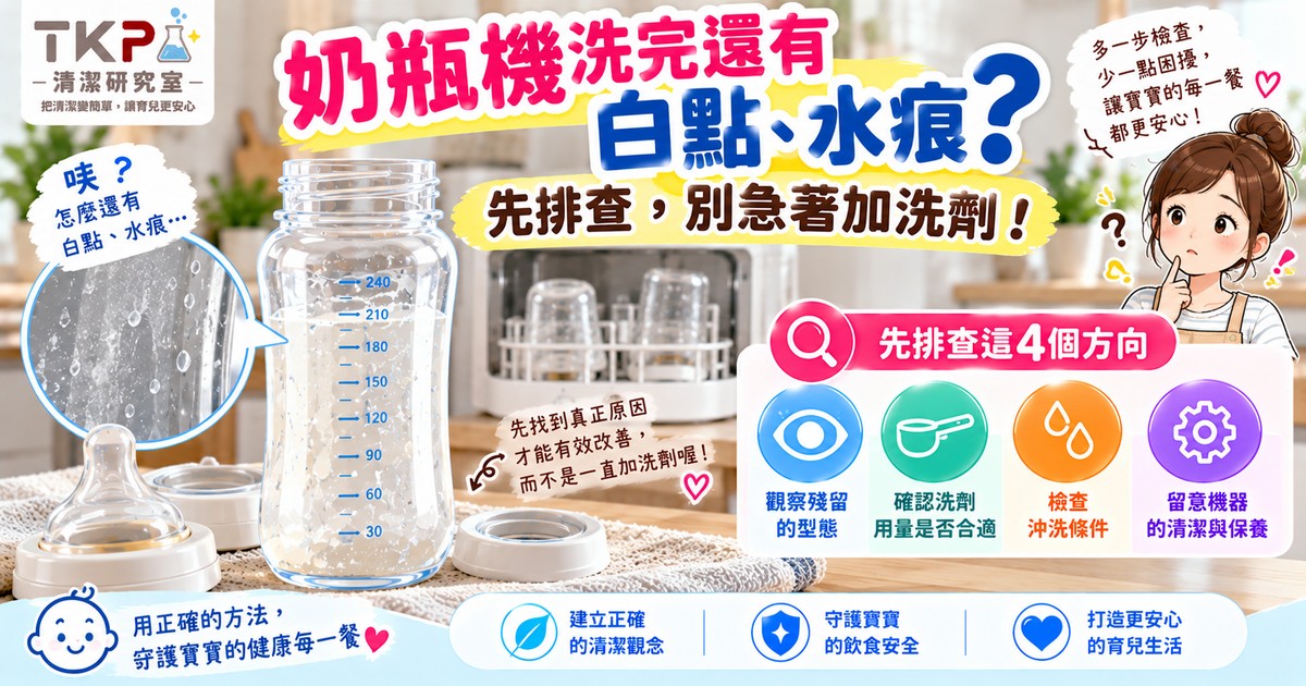 奶瓶機洗完還有白點、水痕怎麼辦?先別急著一直增加洗劑