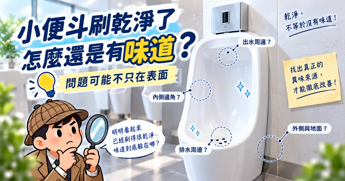 小便斗刷乾淨了怎麼還是有味道?4個容易忽略的清潔死角|TKP清潔研究室