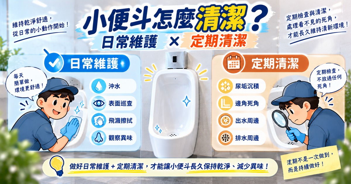 小便斗怎麼清潔?日常維護與定期清潔怎麼分工?|TKP清潔研究室