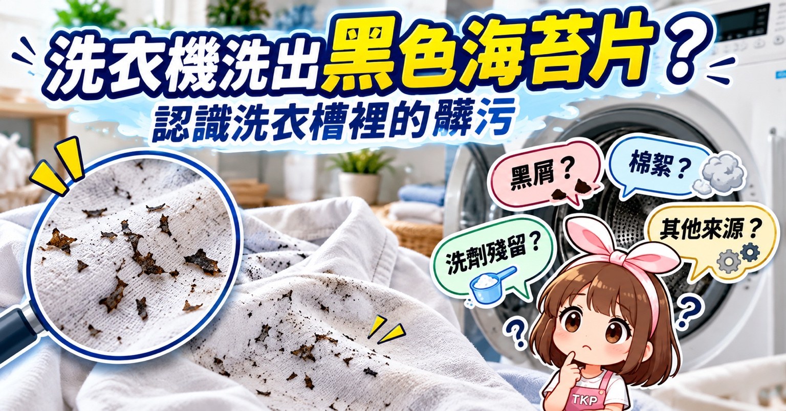 洗衣機洗出黑色海苔片？黑屑原因與洗衣槽清潔｜TKP清潔研究室
