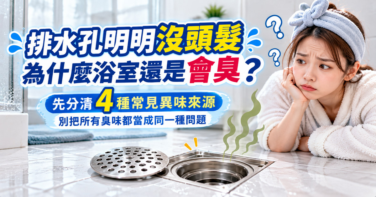 浴室排水孔沒頭髮還是臭？4種異味來源與排查｜TKP清潔研究室