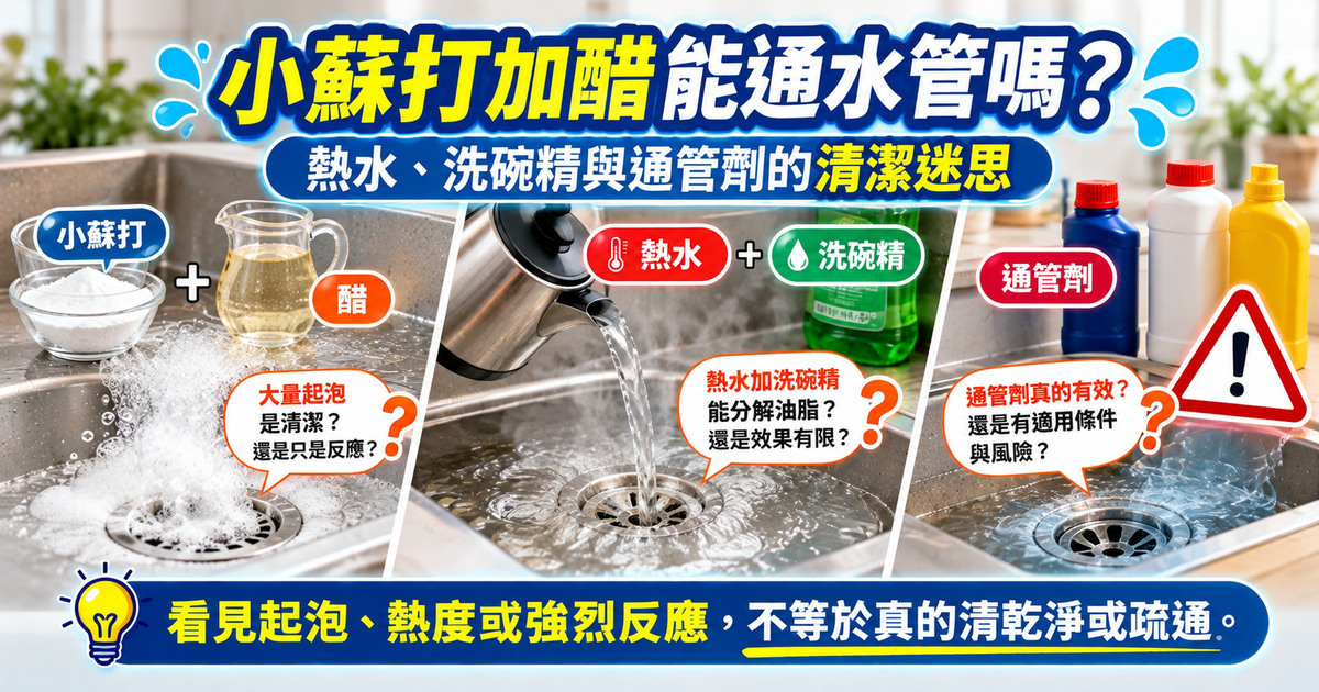 小蘇打加醋能通水管嗎？5個排水管清潔迷思｜TKP清潔研究室