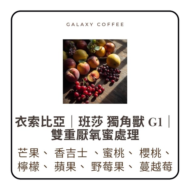 ★新豆上架★【淺焙】衣索比亞｜班莎 獨角獸 G1｜雙重厭氧蜜處理 (1/4磅)