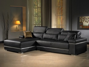 法式芬蒂功能L型皮沙發