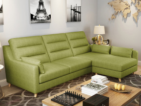 法閣L型貓抓皮沙發-橄欖綠