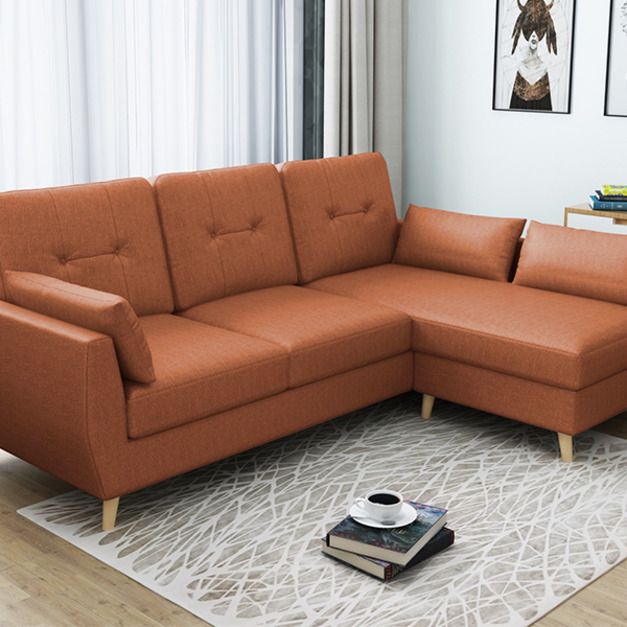歐風小L型貓抓皮沙發/南瓜橘