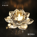 原點居家創意 玻璃蓮花蠟燭杯 佛教蓮花燭臺 油燈 玻璃工藝燭臺 兩尺寸任選_6