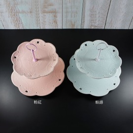 原點居家創意 歐式浮雕雙層蛋糕盤