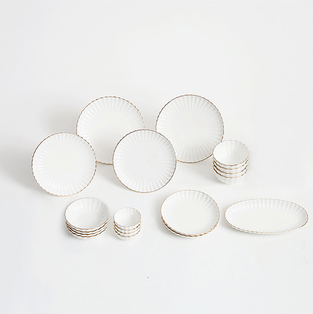 【韓國ERATO】 COOTON系列 鑲金邊 典雅陶瓷餐具 淺盤 深盤 餐盤 飯碗 餐碗 醬料碟 調料碗 魚盤